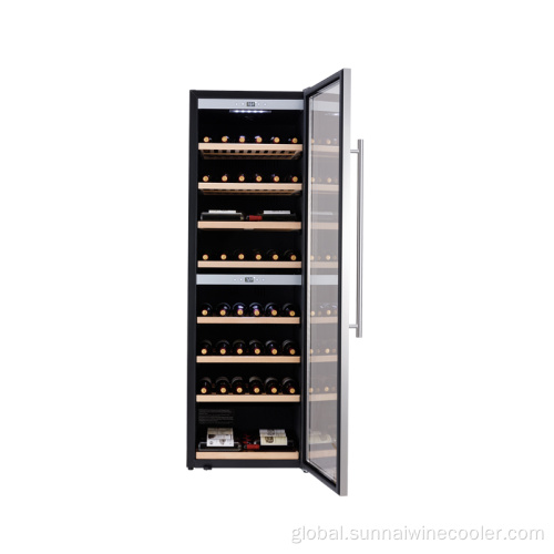 Freestanding Wine Cooler Stainless Steel Glass Cabinet LED Light Wine Cooler Manufactory